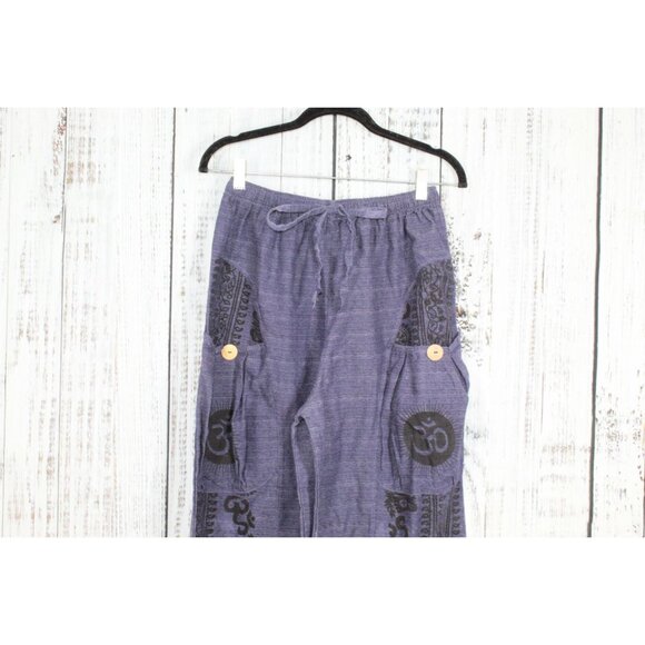Thaluta Blue Harem Loose Yoga Travel Lounge Boho Pants Size Medium - Picture 2 of 12